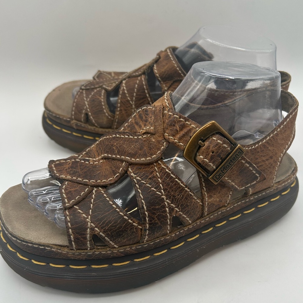 Vtg Dr. Martens Sandals Twist Fisherman Platform Women’s 8 & 9 Brown 90’s Grunge - Picture 6 of 13